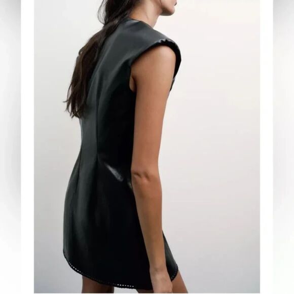 NWT ZARA Faux Leather Mini Dress - Picture 6 of 10